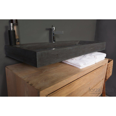 Forzalaqua Bellezza wastafel 120.5x51.5x9cm Rechthoek 1 kraangat Natuursteen Hardsteen gezoet SW67785